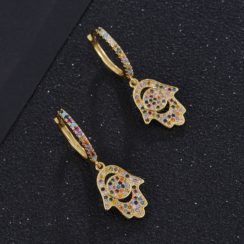 Fashion Copper Micro-inlaid Color Zirconium Fish Pendent Earrings display picture 3
