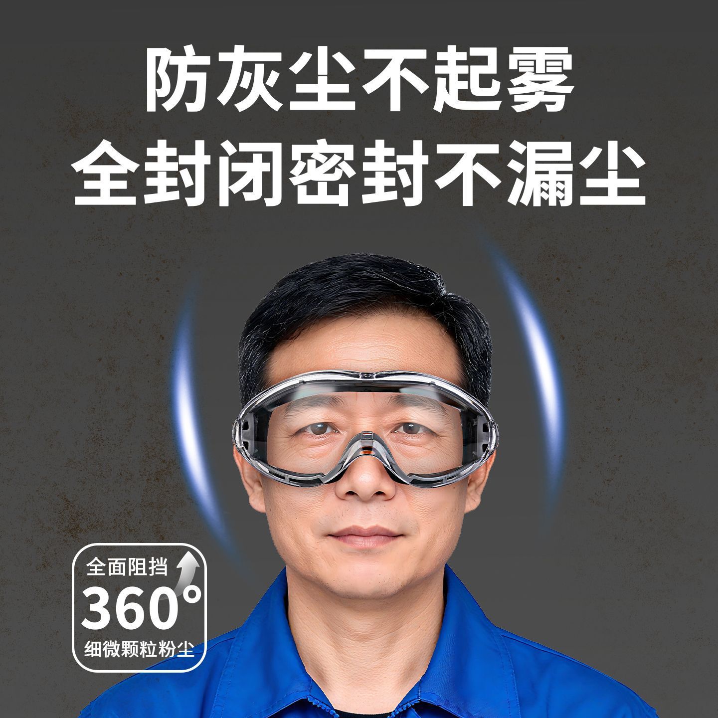 Non-fogging, suitable for wearing with glasses, wind and sand resistant, fully enclosed, protective eyewear for renovation and spraying, agricultural dust-proof goggles