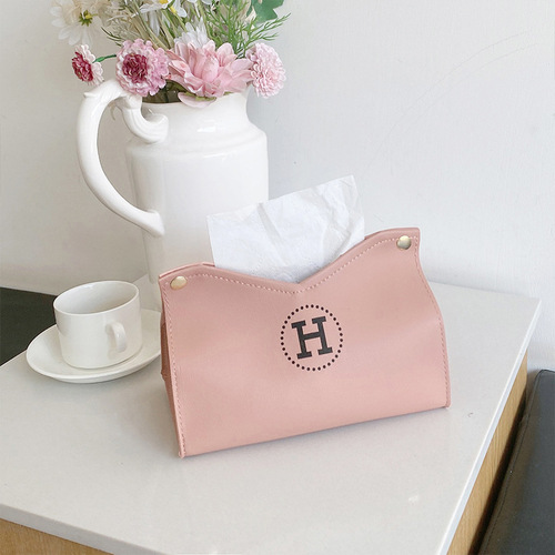 Second hair Nordic leather tissue box living room home creative tissue tube car pvc leather desktop paper box