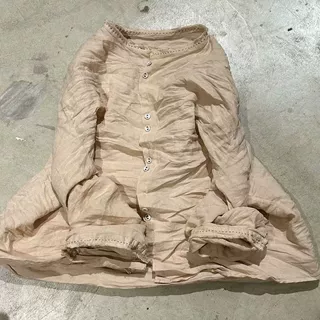 23/9/可然/ 早秋文艺复古加厚苎麻立领毛边做旧水洗开衫