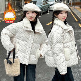 女童棉服2025新款大儿童装外套加厚冬装保暖韩式圆点棉衣网红棉袄