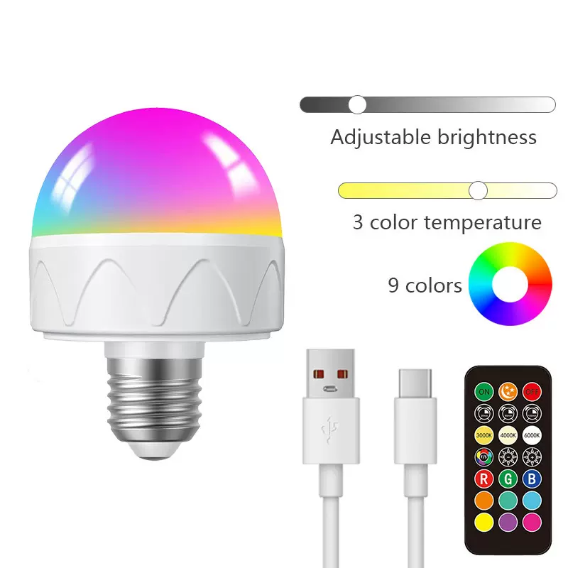 亚马逊带遥控器充电RGB球泡电池供电灯泡适用于非硬接线壁灯吊灯