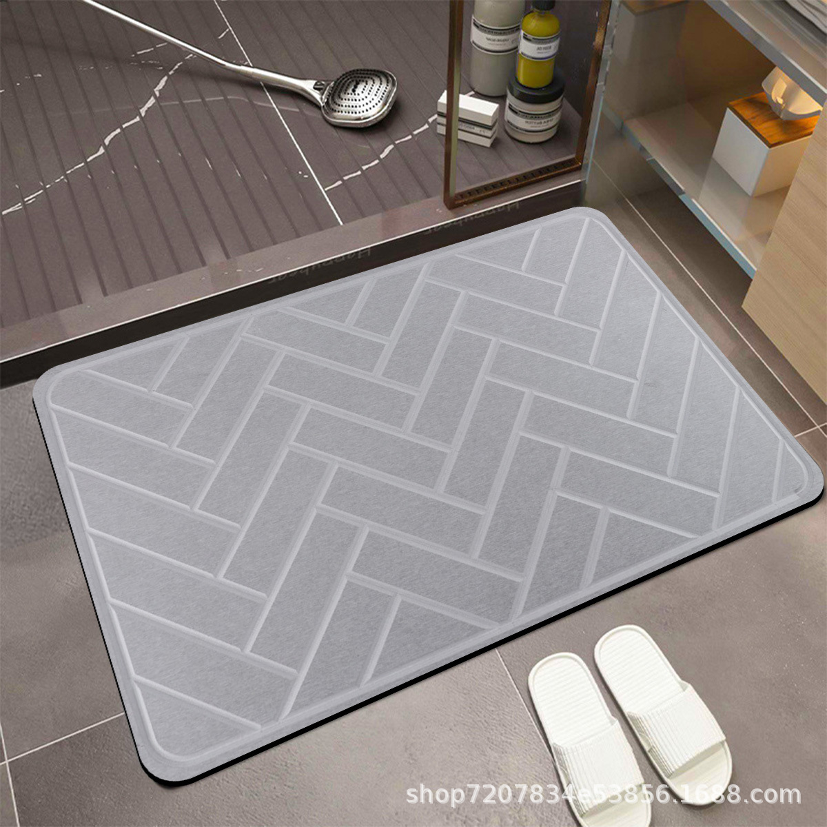 Alfombrilla absorbente de barro de diatomeas de Amazon transfronteriza Alfombrilla dura Alfombrilla de baño Alfombrilla de pie de secado rápido antideslizante para el hogar