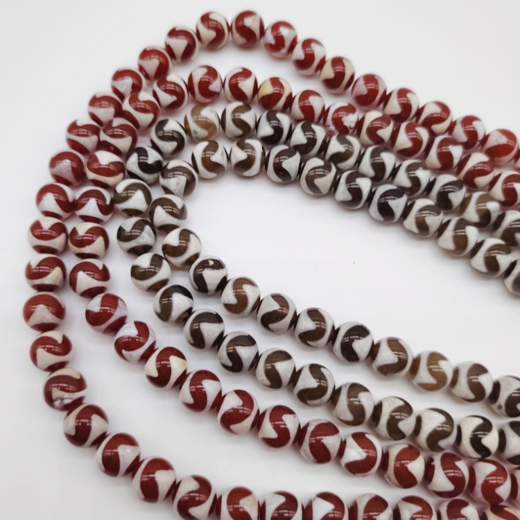 agate red black round beads