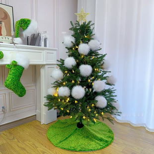 Cross-Border New Ins Christmas Tree Skirt Holiday Party Scene Decoration Tree Bottom Apron Plush Fabric Decorative Tree Skirt