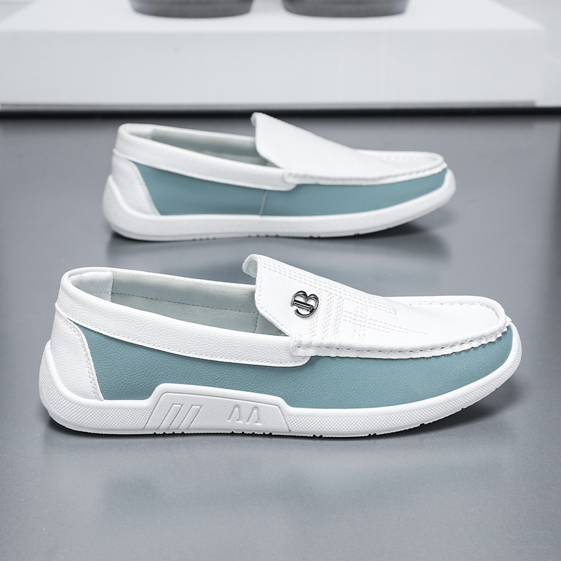Zapatos de hombre 2025 nuevos zapatos de primavera transpirables, zapatos de cuero casuales de un pie, zapatos de skate de moda versátiles image 4