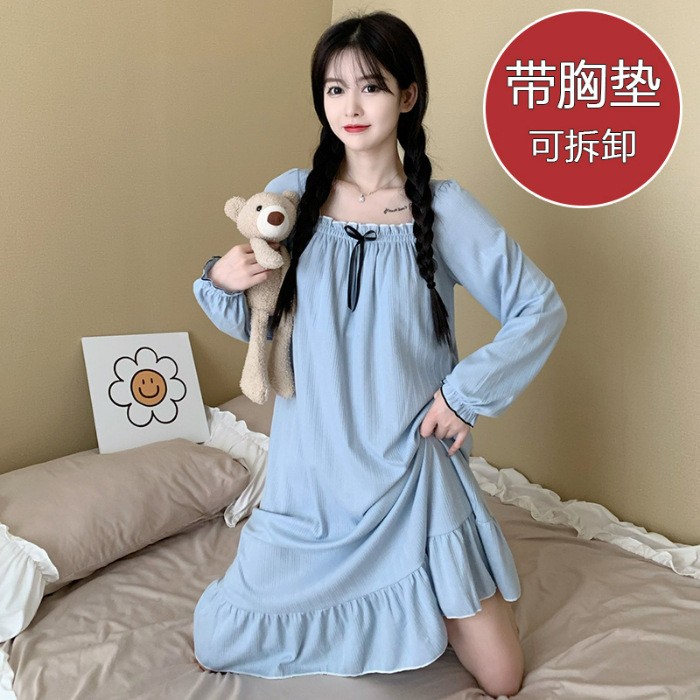 2024 pijamas de otoño niñas pijamas dulces y gordas mm aumentan 220 kg con cojín de pecho desmontable ropa para el hogar