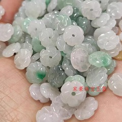 エメラルドビーズ氷種天然翡翠a品diy部品9mm小花玉翡翠時来運転花小ボタン
