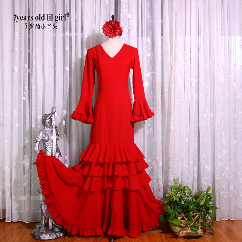 Original Brand Flamenco Flamenco Spanish Dance Dress dress Practice Dress Multi-Layer Dance Dress GG20