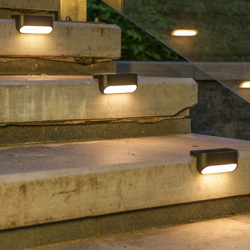 Solar Outdoor Courtyard Lamp Stair Wall Lamp Step Light LED Guide Light Garden Waterproof Lighting