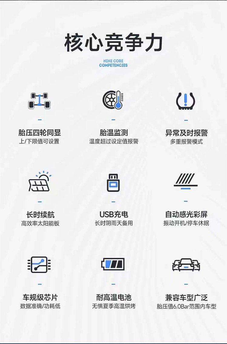 Suitable for external tire pressure monitors for trucks, lorries, and cars, wireless, high-precision, installation-free, and anti-theft