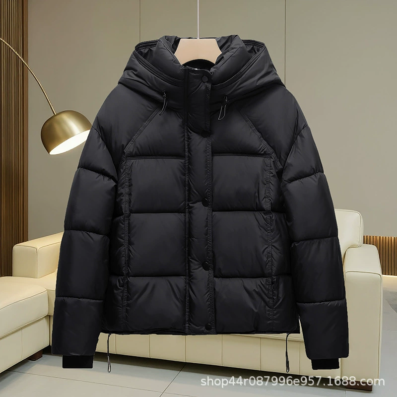 Пуховик для женщин 2025 зима новый короткий с капюшоном свободный пуховик утепленный повседневный теплый куртка для осени и весны