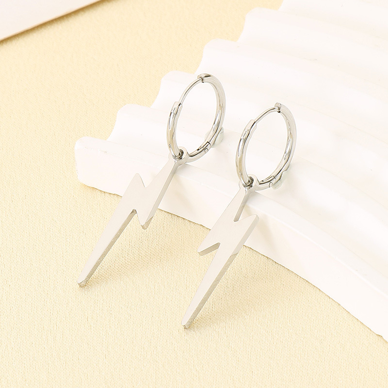 Pendientes de aro rayo brillantes unisex estilo moda_voghion.com