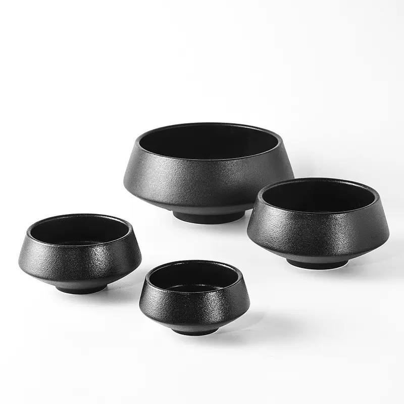 简约纯色圆形钵形碗杯盘家用磨砂陶瓷餐具套装高颜值沙拉碗米饭碗