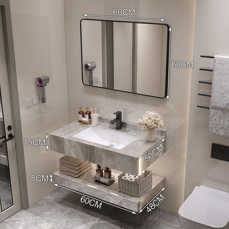 Gabinete de baño moderno y simple combinación de encimera de cerámica de pizarra brillante hotel de alojamiento residencial inodoro lavabo lavabo