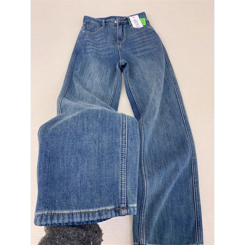 Vintage Blue Loose Straight-Leg Jeans for Women 2025 Spring and Autumn New American Style High-Waisted Slimming Floor-Length Narrow Wide-Leg Pants