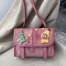 卡通雾蜡皮真皮女包包通勤机车包夏季小清新时尚单肩包斜挎包现货