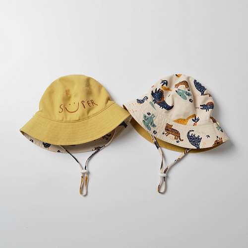 moinmlon double-sided Korean version spring and summer new children's sunshade fisherman hat baby sun protection breathable sun hat