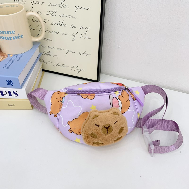 Bolso de pecho para niños y niñas lindos de dibujos animados, lindo y divertido Kapibala, bolso de mensajero para niños, nuevo bolso para niños con estampado de estilo occidental