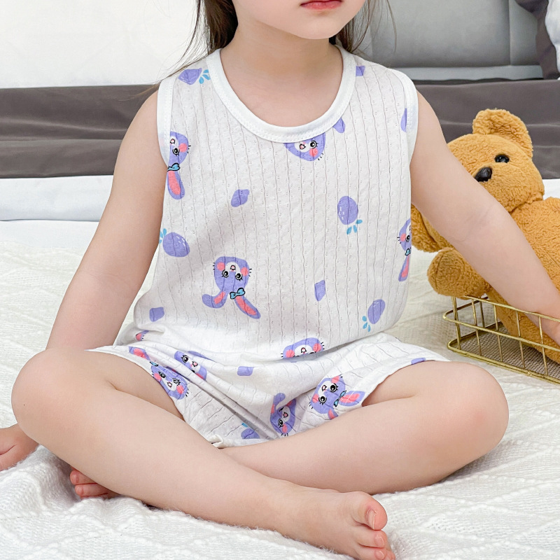 2024 nuevos niños chaleco traje de verano algodón niños sin mangas niñas pantalones cortos ropa de algodón traje de bebé