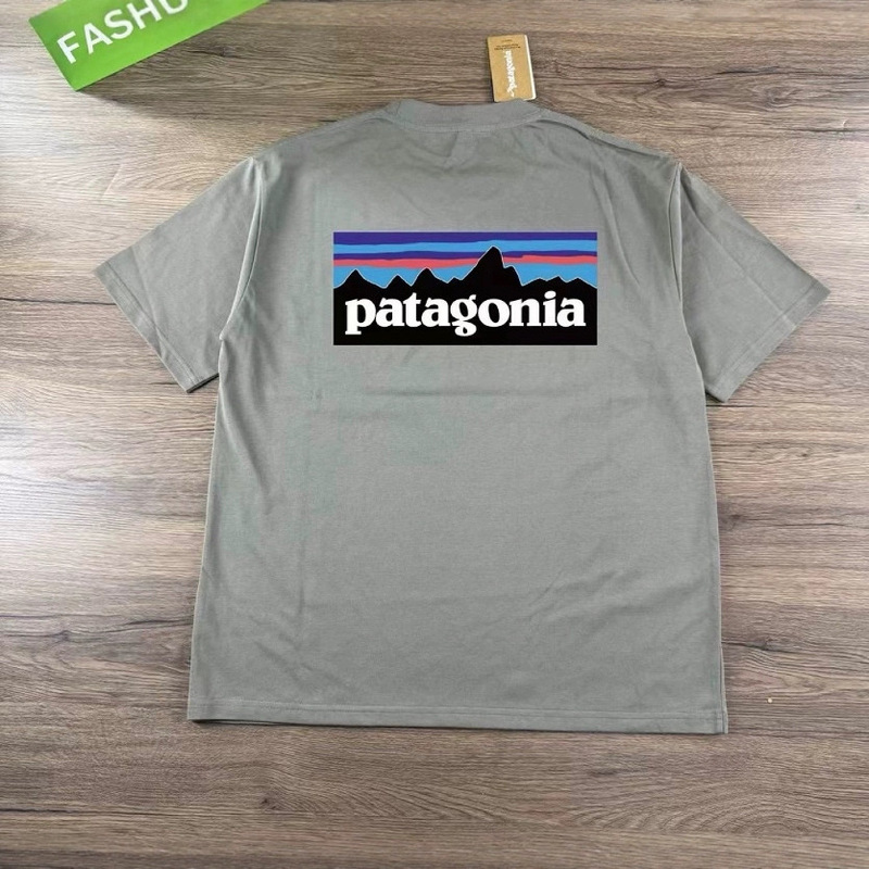 パタゴニア サマーマウンテンプリント カジュアル ゆったり ラウンドネック 半袖Tシャツ 男女兼用 カップルウェア 環境に優しいプリント|undefined