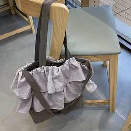 韩系ins风可爱大容量自制款脸红布布可盐可甜单肩斜挎两背花苞包