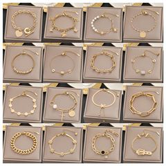 Meichen のブレスレット 100 種類、ヨーロッパとアメリカの 18K ゴールド色褪せないチタン鋼、女性用、シンプルで多用途、パーソナライズされたファッションハンドジュエリー