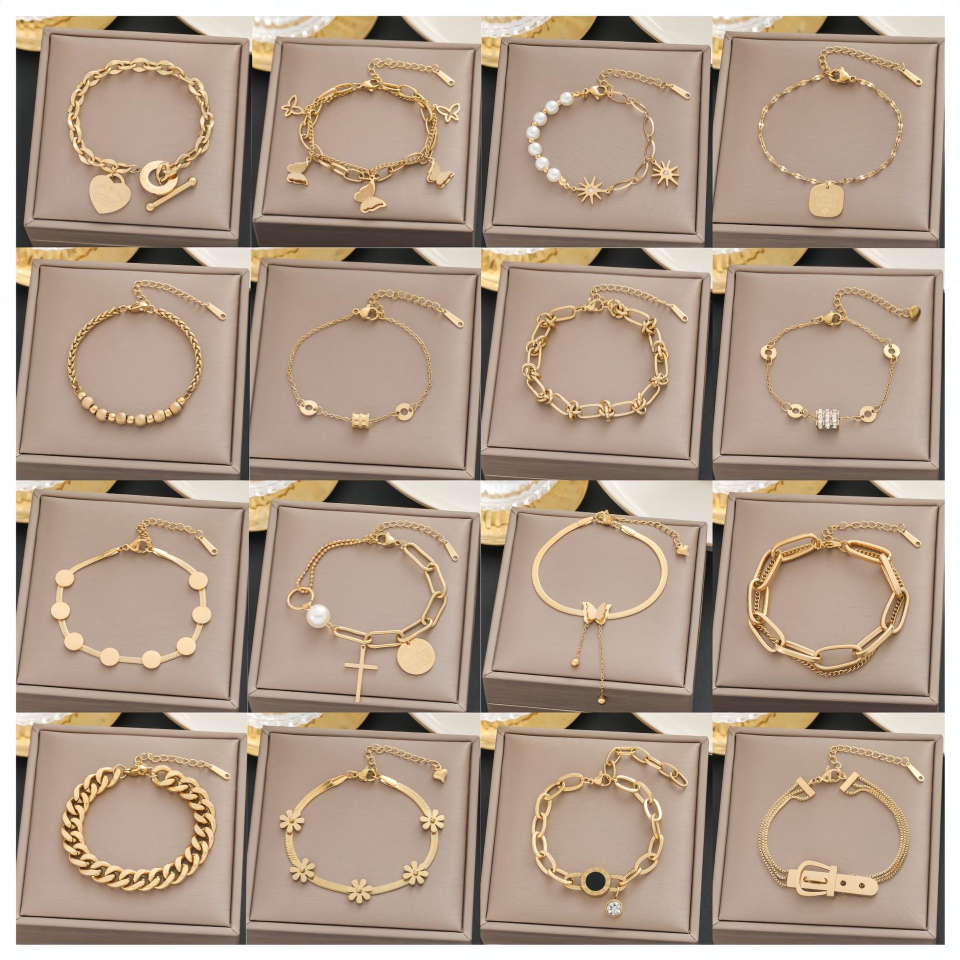 Meichen's Hundreds of Bracelets European and American 18K Gold Non-Fading Titanium Steel Women's Simple and Versatile Ins Personalized Fashion Hand Jewelry