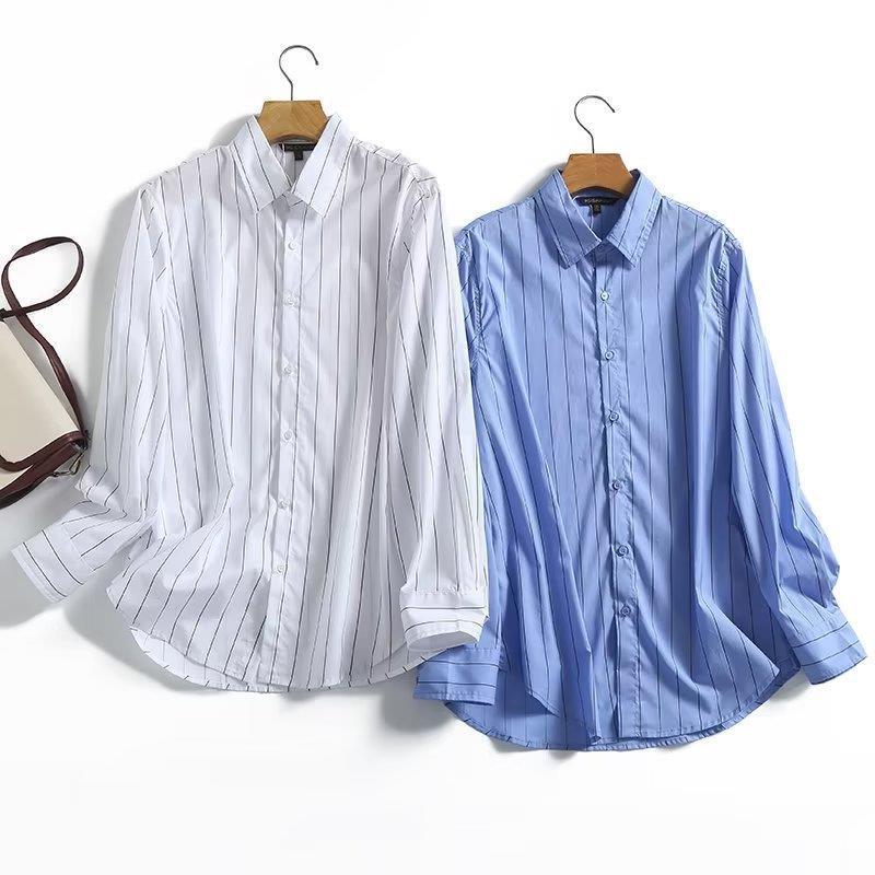 BM & MD & ZA Autumn New Women's Casual Commuting Comfort Cotton Blend Wide Striped Shirt 05148503400
