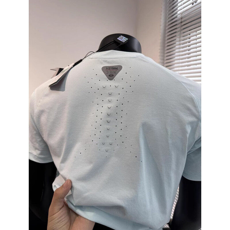 レーザー穴あき速乾 Tシャツメンズ夏薄いメッシュカジュアルルーズ通気性スポーツラグラン半袖 Tシャツ男性用|undefined