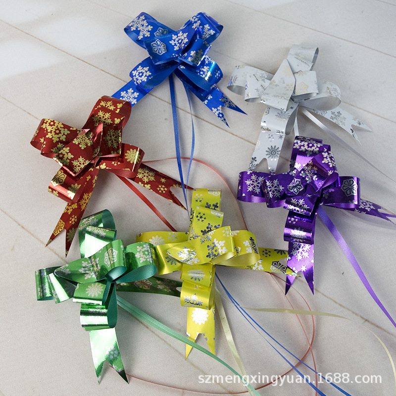 Creativo nuevo colorido navidad año nuevo copo de nieve regalo caja de regalo guirnalda arco cinta flor decorativa