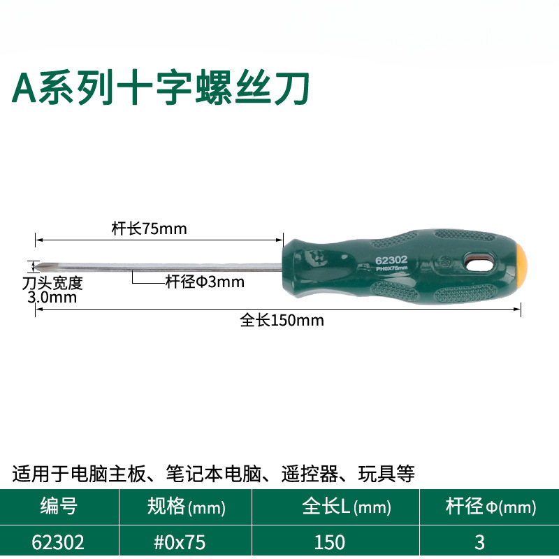 Destornillador de cabeza de rábano pequeño destornillador de ciruela de boca plana cruzada