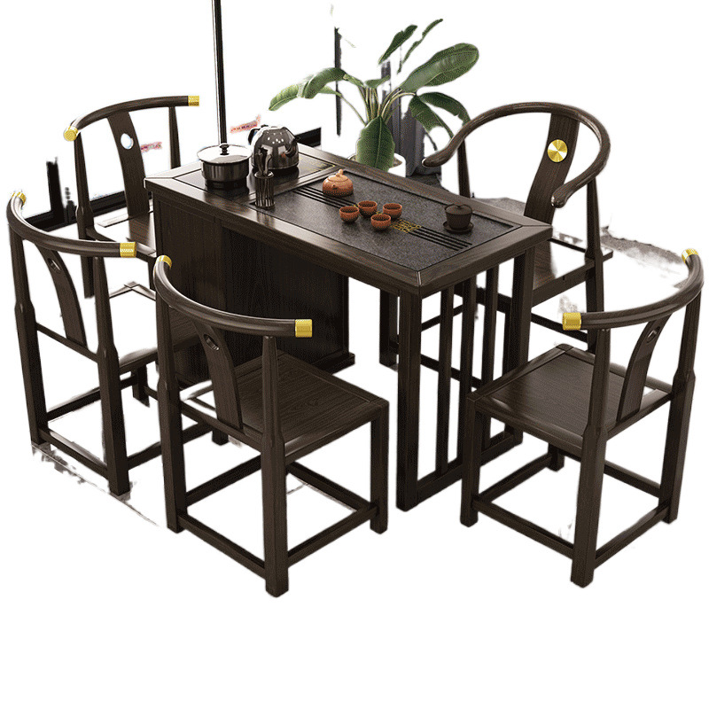 Mesa de té de madera sólida pequeña tetera rectangular de alta calidad mesa de té combinación de madera de goma nueva sala de estar china integrada