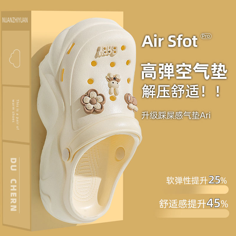 Cartoon Thick-Soled Clogs for Women, Summer 2024 New Outer Wear, Beach Toe-Toe Sandals for Women, Wholesale