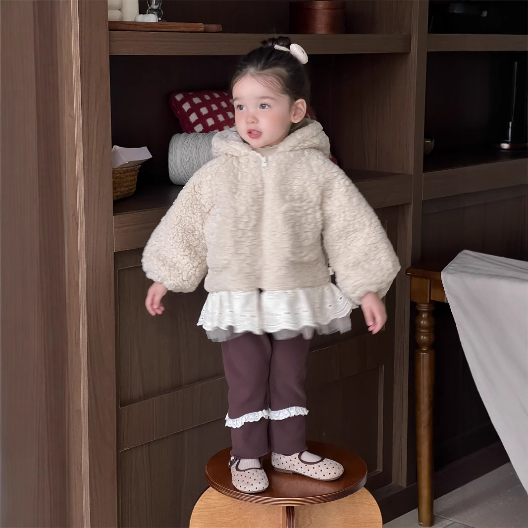 Baby invierno con ropa de terciopelo, ropa de bebé, ropa de invierno, ropa de niños coreana, ropa de niñas con pelo grueso, leggings