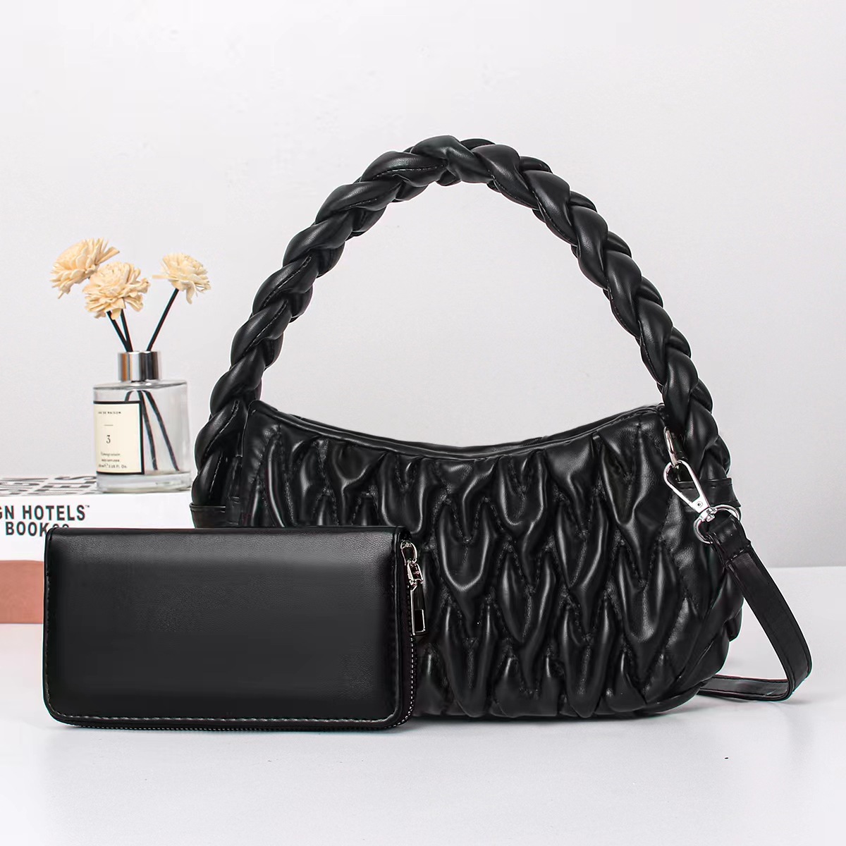 Women's Pleated Underarm Shoulder Bag With Wallet For Every Day_voghion.com