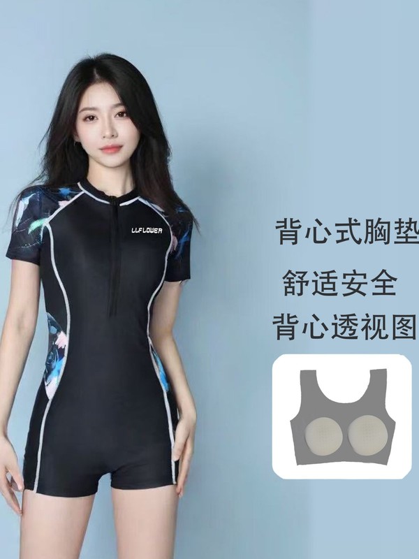 工場直販プロフェッショナルワンピースレーシング水着女性用コンサバティブ痩身胸パッド付きナイロン高弾性速乾水着|undefined
