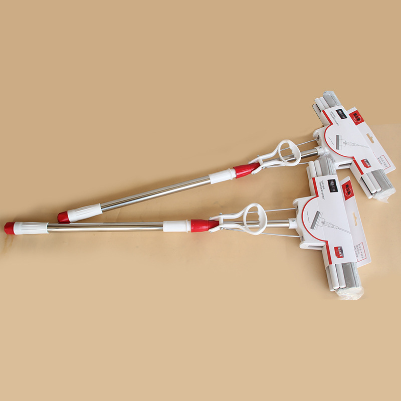 Factory direct 38cm rubber cotton mop stainless steel mop roller handle hand-free sponge mop double-row absorbent mop Factory direct 38cm rubber cotton mop stainless steel mop roller handle hand-free sponge mop double-row absorbent mop