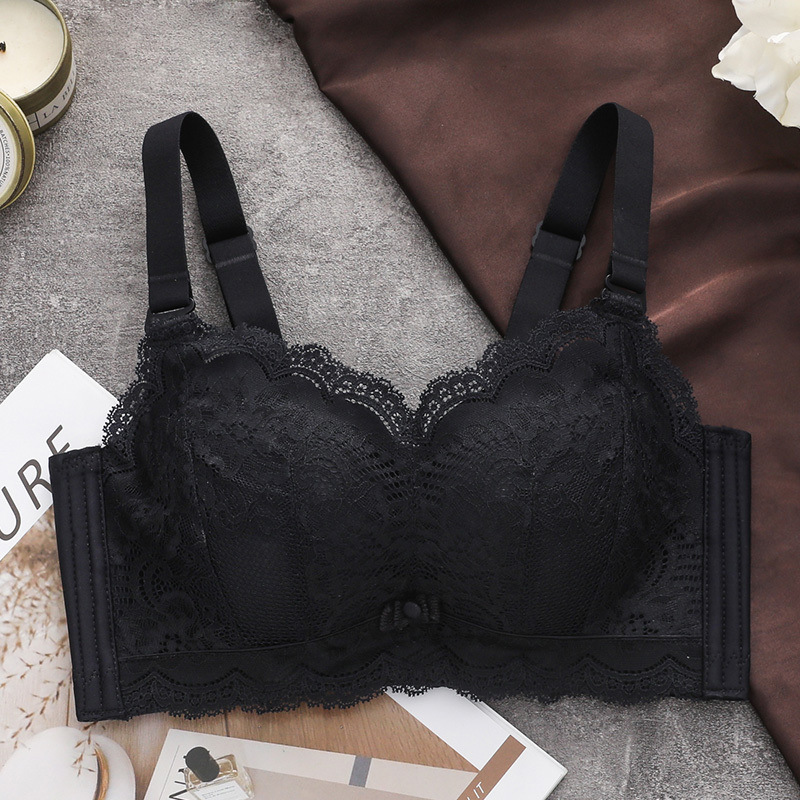 Nueva ropa interior popular sujetador pequeño para mujer Super push up 6CM grueso sujetador de borde de encaje inalámbrico taza no vacía 9060