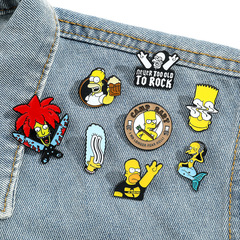 Cartoon Simpsons Metal Badges European and American Personality Creative Alloy Enamel Bags Clothes Accessories Pin Wholesale
