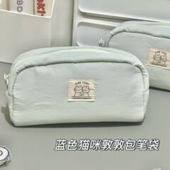 蓝色猫咪可爱墩墩包ins大容量少女心学生简约文具收纳袋韩系