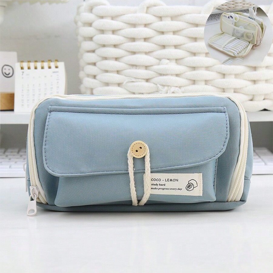 Japón encantador dibujos animados tablero de ajedrez bolsas de lápiz de gran capacidad bolsas de lápiz bolsas de almacenamiento de lienzo estudiantes bolsas de papelería