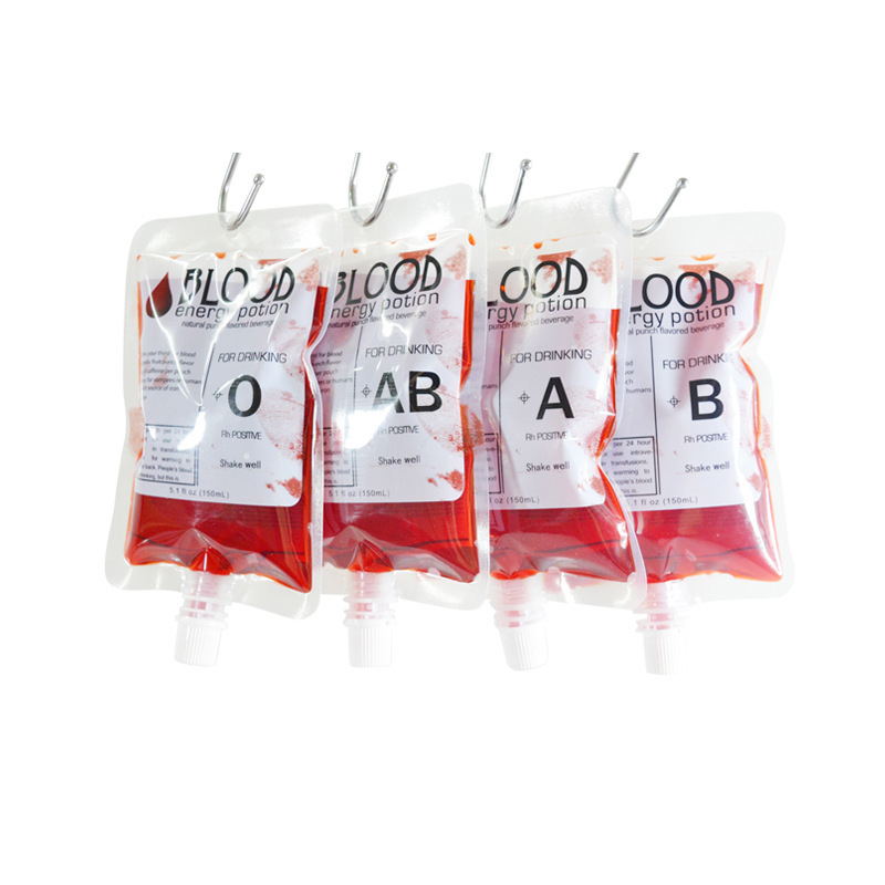 Halloween vampiro bolsa de boquilla de sangre bolsa de bebida de plasma bolsa de jugo 250ml bolsa creativa divertida