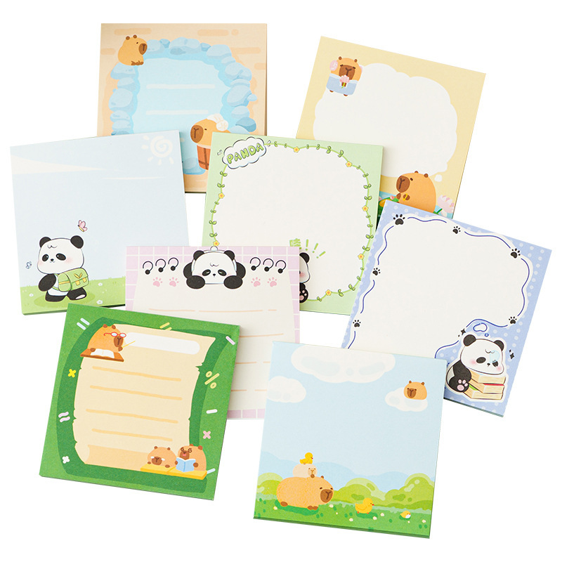 Panda cuaderno de notas desgarrable no pegajoso dibujos animados nota adhesiva pequeño cuaderno lindo portátil de alto aspecto papel de Nota Simple