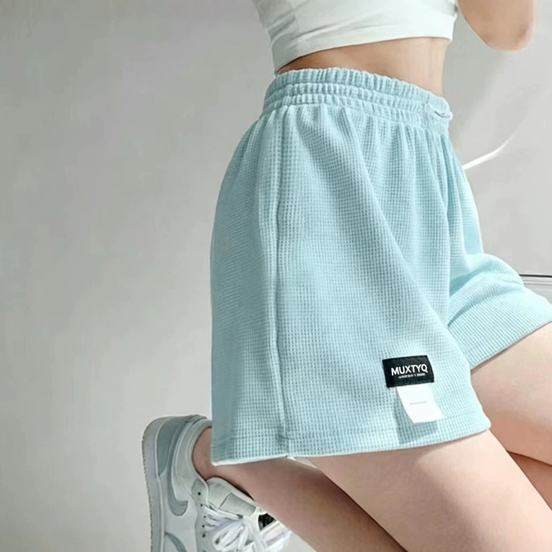 Loose Sports Shorts, Women's Elastic Waist Wide Leg Hot Pants, Casual Slimming Look High Waist Straight Home Casual Pants Loose Sports Shorts, Women's Elastic Waist Wide Leg Hot Pants, Casual Slimming Look High Waist Straight Home Casual Pants