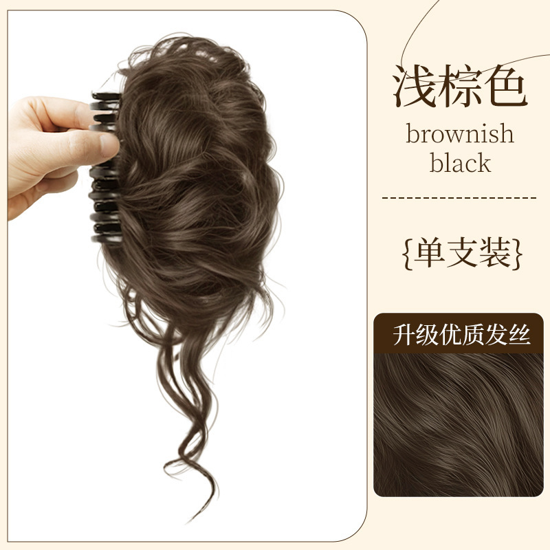 丸子ヘアウィッグ、ヘアゴム、龍ひげウィッグ、人毛風ヘアピース、お団子ヘア、ヘアクリップ、古風|undefined