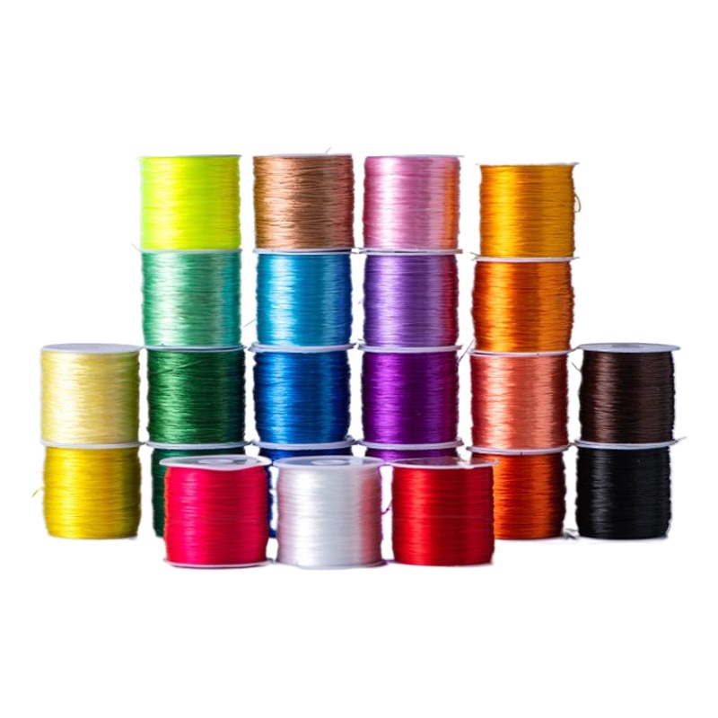 Cordón Elástico Blanco Plano, Cordón de Cristal, Cuentas Budistas, Cordón Elástico de Spandex, Cordón para Abalorios, Cordón para Pulseras, Cordón Elástico para Pulseras