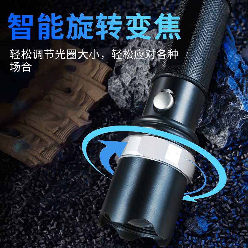 Antorcha de aluminio de alta luz al aire libre enfoque rotatorio portátil led linterna de seguridad baton de tráfico