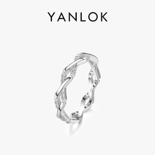 YANLOKs925纯银微镶菱形戒指女时尚个性小众设计百搭通勤风指环