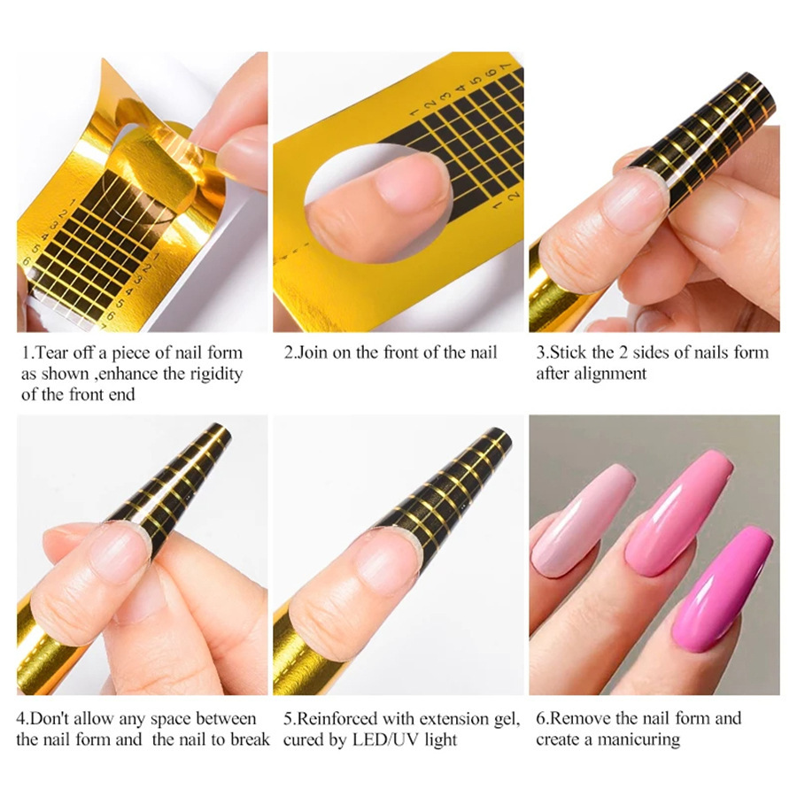 Soporte de papel de uñas rectangular herradura fototerapia extensión de uñas de cristal clavo de oro Especial
